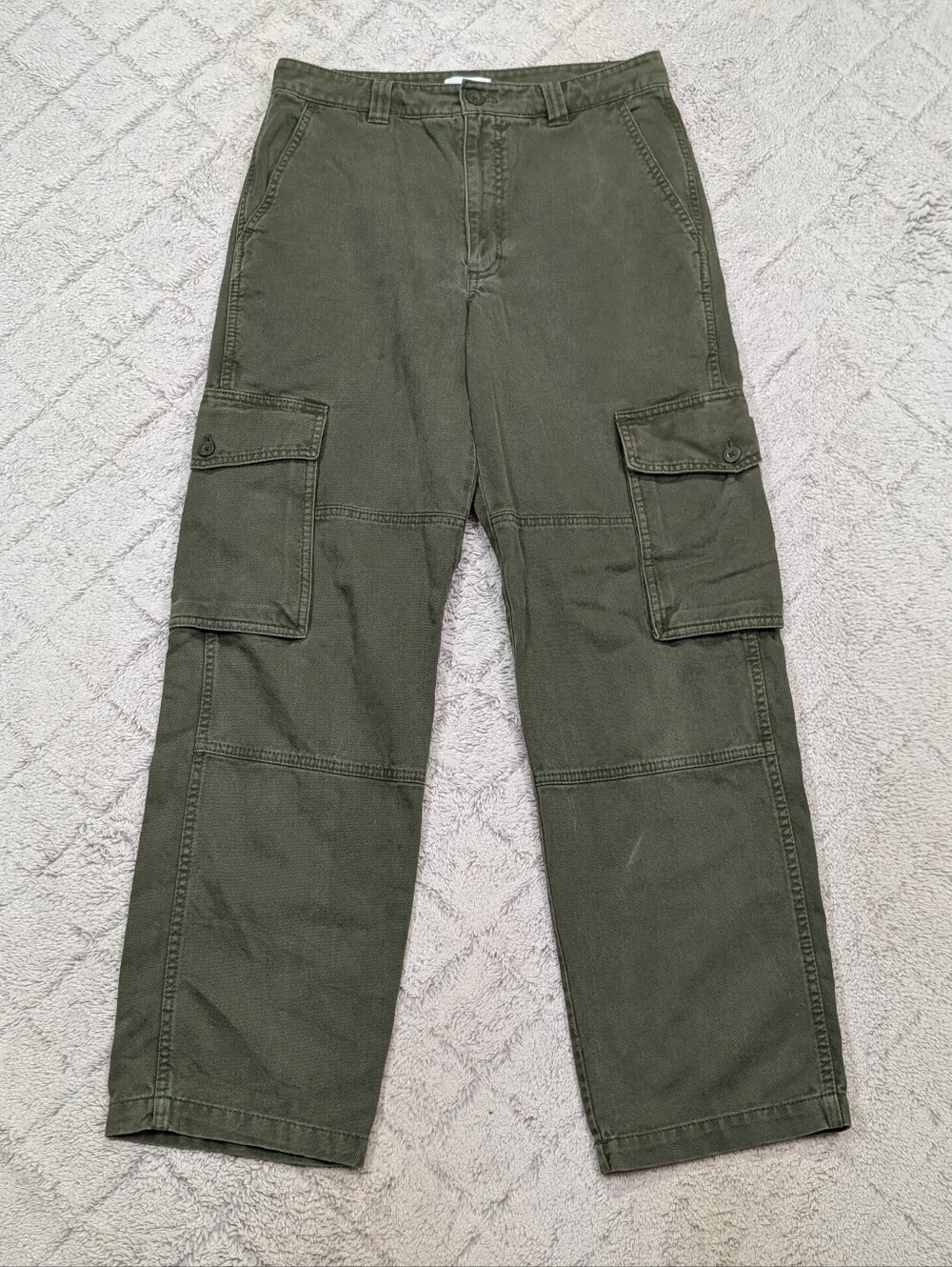 TNA Pants Womens 8 Green Army Cargo Surplus Cotton Twill Baggy Low Rise Wide